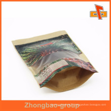 Custom pinted stand up zip brown paper bag for palm leaf packing